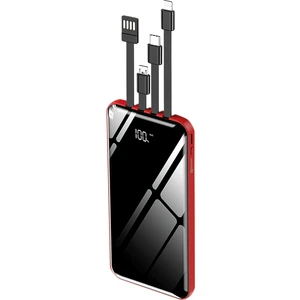 10.000 mAh Prime Dijital Göstergeli Dahili Çoklu Kablolu Powerbank Kırmızı