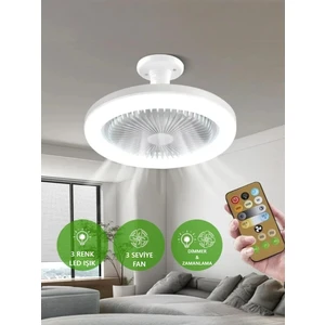 42 Watt Vantilatör 3 Kademe Hız Dimlenebilir 3 Renk LED Işıklı Cata Poyraz Kumandalı Fan LED Ampul