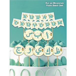 Patladı Gitti Kuran Okuyorum Pasta Üstü Dekor Set