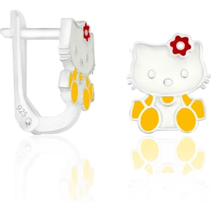 Silvera Telkari Gümüş Çocuk Küpe Kedi Motifli Sarı Mineli Klipsli Küpe 925 Ayar ST102