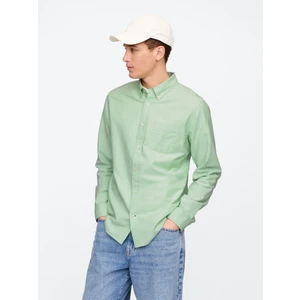 Erkek Yeşil Desenli Standard Fit Oxford Gömlek