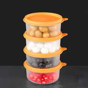 Meleni Home 4'lü Yuvarlak Gıda Saklama Kabı Seti - Organizer Düzenleyici Erzak Kabı 4X250ML Turuncu