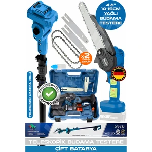Alman V598/21V 6806M Blue Teleskopik 10-15CM Akülü Budama Şarjlı Zincirli Dal Budama Makinesi