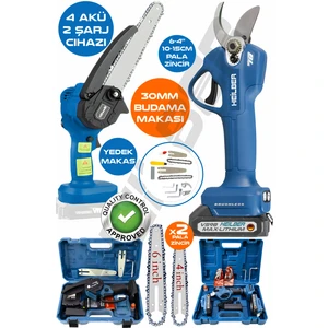 Alman Blue V598/21V +4 Batarya , 6806M Akülü 10-15 cm Dal Budama Testeresi ve 6253M 30 mm Yedek Bıçak Şarjlı Bağ Makası
