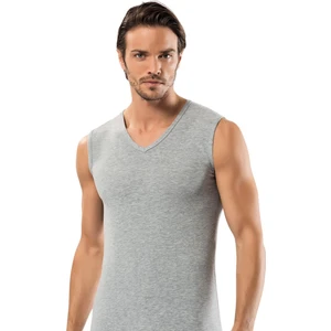 Erdem Gri Slim Fit Kolsuz Derin V Yaka Atlet 1118