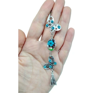 Dikiz Ayna Süsü, Turkuaz Parlak Taşlı Kelebek Yaşayan Manzara Araba Süsü