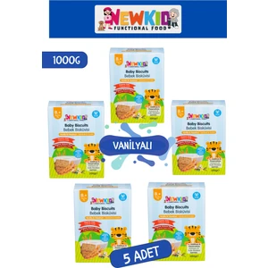 New Kid -Organik Siyez Unu ve Organik Yulaflı, Tereyağlı, Vanilyalı Bebek ve Çocuk Bisküvisi 200 g X5
