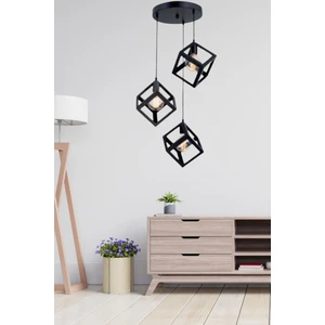 Lbx Lighting Box Yıldız Home Küp 3.lü Rustik Siyah Avize