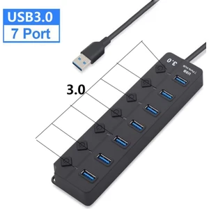 7 Port USB 3.0 Hub Çoklayıcı Çoğaltıcı Aç/kapa Düğmeli 1.2 mt ZR970 - AL4923