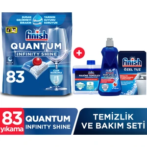 Quantum Infinity Shine 83 Kapsül  Bulaşık Makinesi Deterjanı Tableti + Temizlik ve Bakım Seti