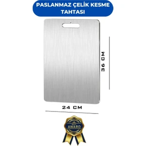 EryaHome Üst Kalite Paslanmaz Çelik Metal Kesme Tahtası Antibakteriyel Kesme Tahtası 4 Farklı Ölçü Seçeneği