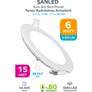 Tasarruflu LED Panel Tavan Aydınlatma Armatürü 6W - 15 Adet