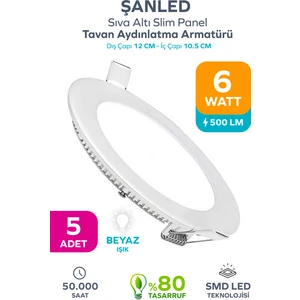 Tasarruflu LED Panel Tavan Aydınlatma Armatürü 6W - 5 Adet