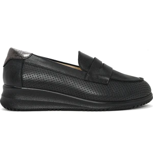Kadın Siyah Dolgu Topuklu Deri Comfort Loafer 25SFD411318