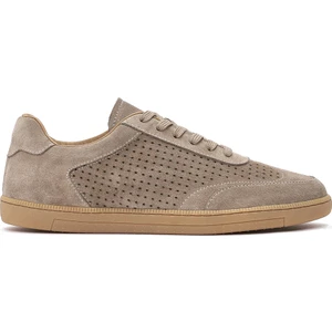 Erkek Bej Bağcıklı Süet Deri Sneaker 25SFD750710