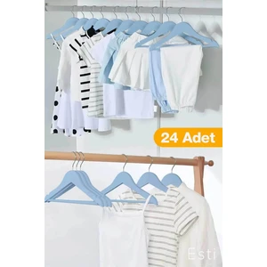 24 Adet - Ahşap Görünümlü Çocuk ve Bebek Elbise ,kıyafet Askısı