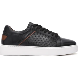Erkek Siyah Bağcıklı Deri Sneaker 25SFD750818
