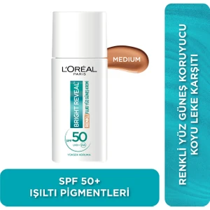 L'oréal Paris Bright Reveal Spf 50+ Fluid Günlük Yüz Güneş Kremi 50 ml - Medium