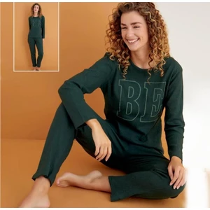 Şıklık Durağı Interlok Kumaş Uzun Kollu Mevsimlik  Kadın Pijama Takımı