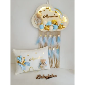 BL Baby Lüks Babylüks Bubble Ledli Bulut Bebek Kapı Süsü ve Yastık