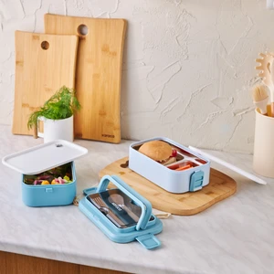 Puga 2 Katlı Bölmeli Kapaklı Çelik Lunch Box/yemek Taşıma/saklama Kutusu Mavi