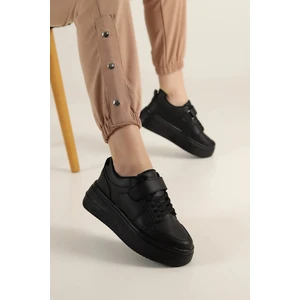 Kadın Bantlı Kalın Taban 5 cm Hafif Rahat Taban Kadın Yüksek Taban Bantlı Spor Ayakkabı