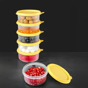 Meleni Home 6'lı Yuvarlak Gıda Saklama Kabı Seti - Organizer Düzenleyici Erzak Kabı 6X250ML Sarı