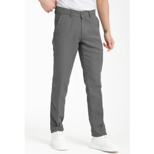 Erkek Duman Rengi Pamuklu Cepli Yazlık Düz Keten Pantolon