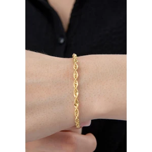 Fiyonk Kuyumculuk 14 Ayar Altın Işıltılı Burgu Zincir Bileklik 3.30 mm