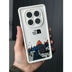 M.TK Moveteck Xiaomi Redmi Note 14 Pro Kılıf Yumuşak Kalın Kenarlı Mountai Dağ Kuşu Desenli 3D Kamera Korumalı Lansman Silikon Kapak