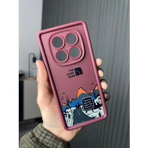 M.TK Moveteck Xiaomi Redmi Note 14 Pro Kılıf Yumuşak Kalın Kenarlı Mountai Dağ Kuşu Desenli 3D Kamera Korumalı Lansman Silikon Kapak