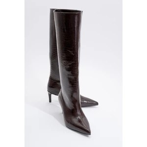 Camila Kahve Baskı Kadın Topuklu Çizme