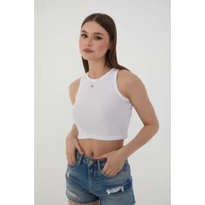 Halter Yaka Fitilli Askılı Crop Atlet Bluz