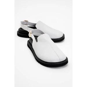 Laby Beyaz Cilt  Deri Kadın Sandalet
