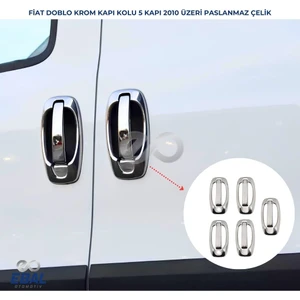 Ebal Oto Peugeot Bipper Krom Kapı Kolu+Çerçeve 5 Kapı 10 Prç. 2008 Üzeri Paslanmaz Çelik