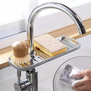Musluk Sünger Sabun Depolama Raf Lavabo Ayarlanabilir Çanak Düzenleyici Gri (İNCE BATARYALARA UYGUNDUR)