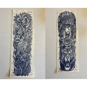 Airbrush Tattoo Kaplan Kız 3 Hafta Kalıcı 2 Adet Birden Tam Kol Bacak Geçici Dövme 46 cm