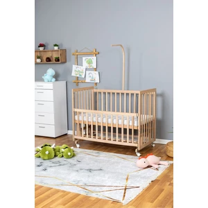 Ahşap Beşik Anne Yanı Beşik Organik 70X130 - Uyku Setsiz Tek Yataklı + Tekerlekli