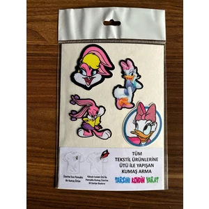 Figür Reklam Ajansı Kumaş Arma / 4 Adet / Ütü ile Yapışan Örme Kumaş Arma / Yama Patch / Daffy Duck Kız Figürlü
