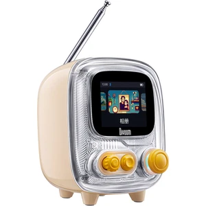 Tiivoo-2 Fm Radyolu Mini Bluetooth Hoparlör, Kablosuz Piksel Ekranlı Retro Taşınabilir Ses Bombası, Beyaz