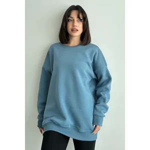 Kadın Bisiklet Yaka Oversize Sweatshirt