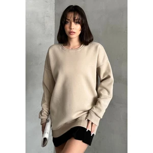 Kadın Bisiklet Yaka Oversize Sweatshirt