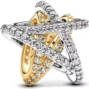 Lines Bijuteri Gümüş Gold Renk Parıldayan Crossover Yıldız Büyüsü Charm
