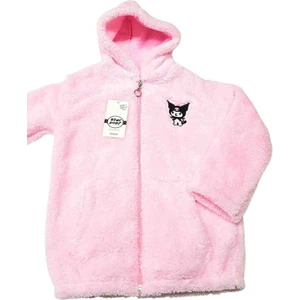 Kız Çocuk Kapşonlu Peluş Hırka Açık Pembe