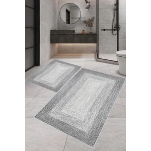 Rovigo Home Dijital Baskı  Modern Banyo Halısı Ikili Banyo Paspası RVG5-1765  100 x 60+60 x 50  cm