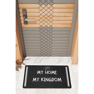 Rug Mood Modern Dijtal Baskı Siyah My Home My Kingdom Kapı Önü Paspası