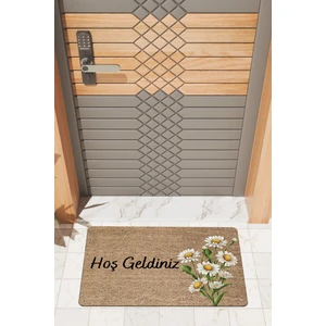 Rug Mood Modern Dijtal Baskı Hoşgeldiniz Papatyalı Kapı Önü Paspası