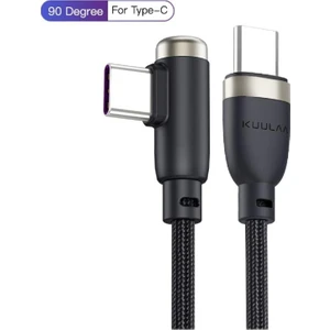 KL-X41/KL-X40 L- Tipi 90 Derece 60W 3A Hızlı Şarj Type-C Kablo 1 Metre Siyah