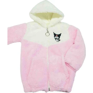 Kız Çocuk Kapşonlu Peluş Hırka Açık Pembe
