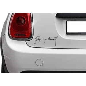 MUG Shop Gazi Mustafa Kemal Atatürk Imza Oto Araba Sticker 15 x 5 cm. Siyah.